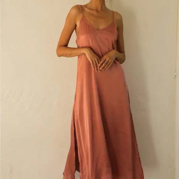 Bahhgoose Silk Slit Dress, S/M - Picture 5 of 13